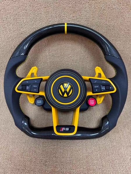Volante VW R8 Racing - fibra de carbono con acabados amarillos
